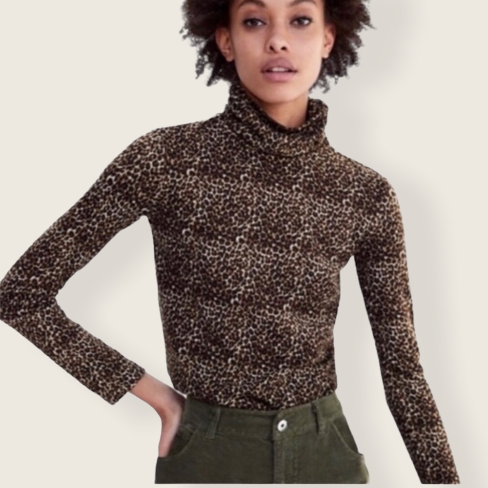 Zara | Animal Print Turtleneck